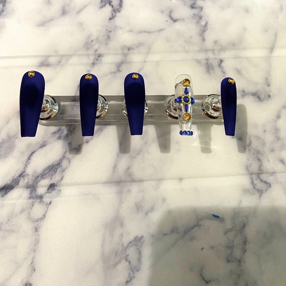 Blue Medieval Press on Nails